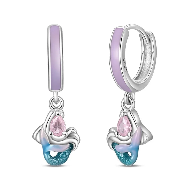 Pendientes de plata de ley 925 con diseño de mariposa, abeja, mariquita y flor de arcoíris para mujer, joyería de moda para fiestas de cumpleaños, regalos