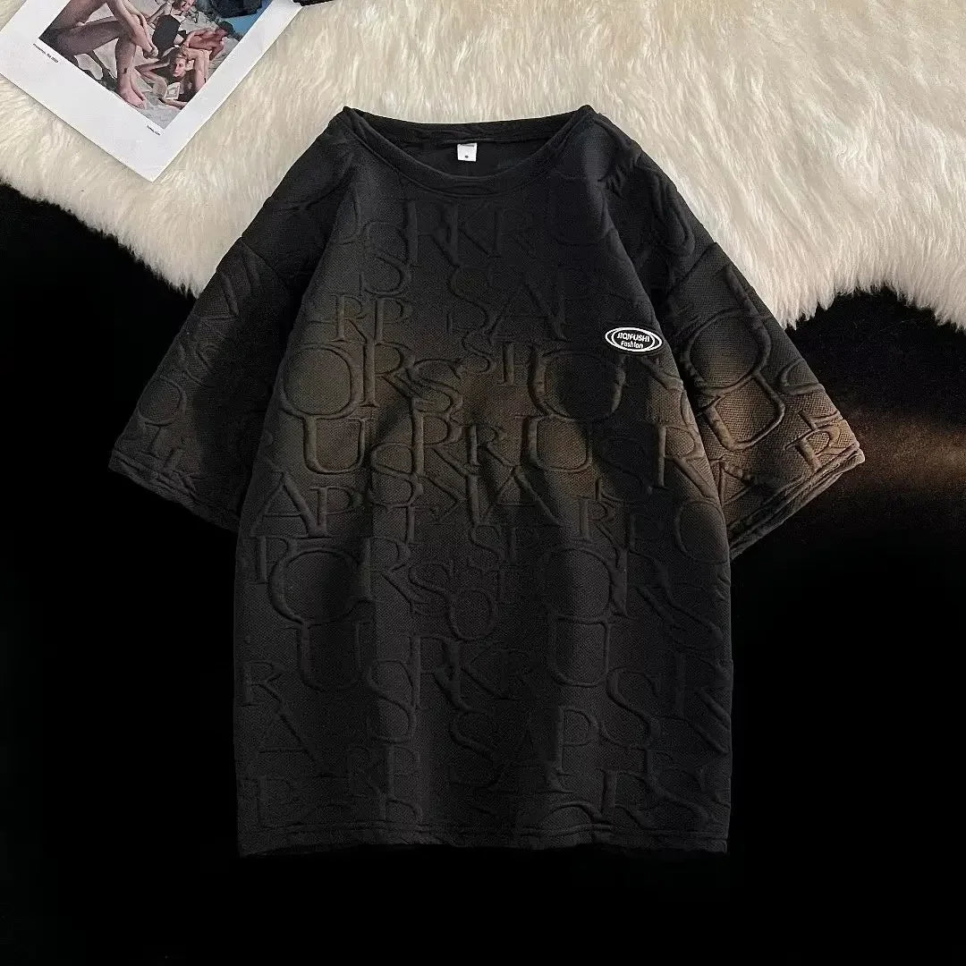 Conjunto de camiseta y pantalones cortos de manga corta para hombre, ropa deportiva informal de verano, corte holgado, marca de moda, largo de cinco cuartos, cómodo