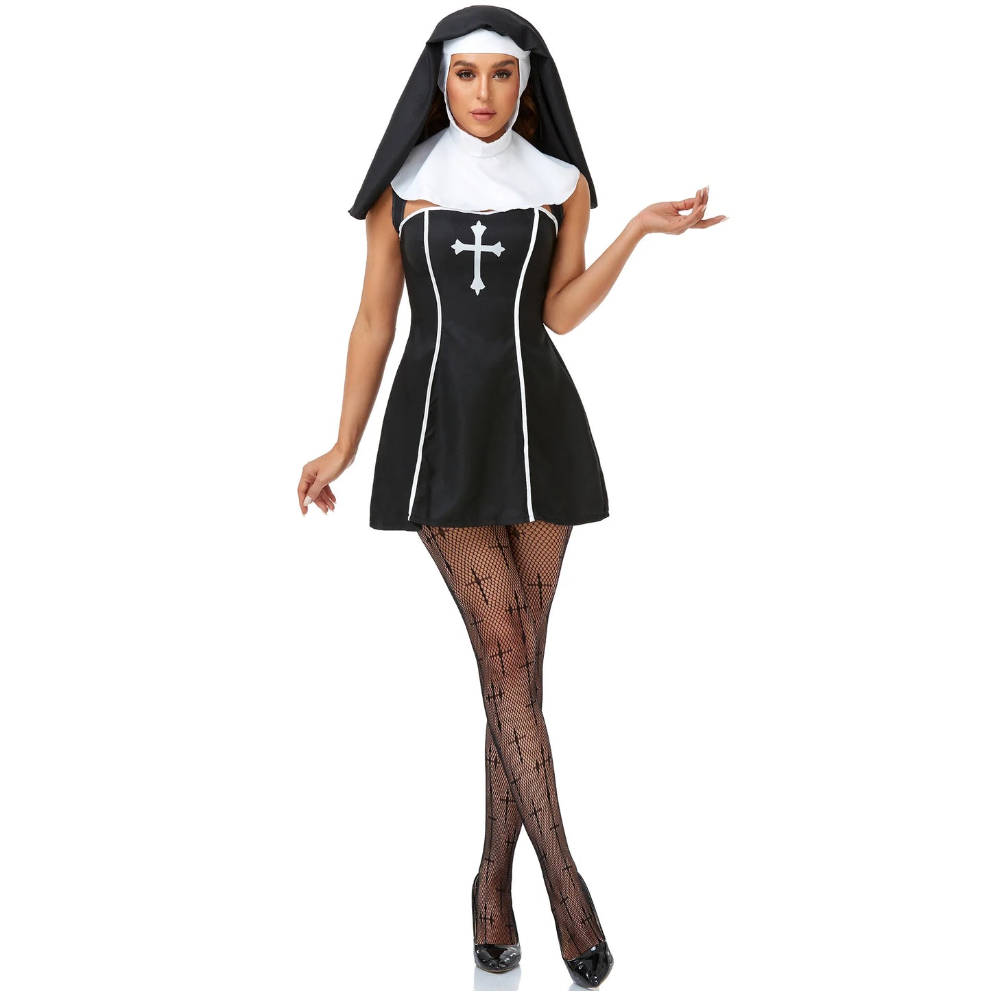 Easter Halloween Cosplay Party Costume Adult Sexy Nun Role Play Stage Fancy Party Dress