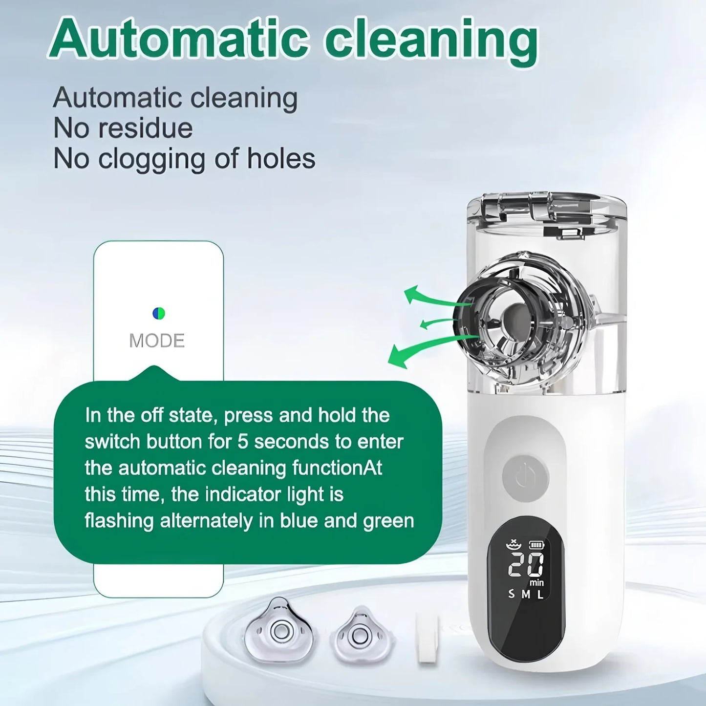 Nebulizador portátil inteligente de malla de mano, nuevo modelo 2025, para adultos y niños, mini nebulizador doméstico.
