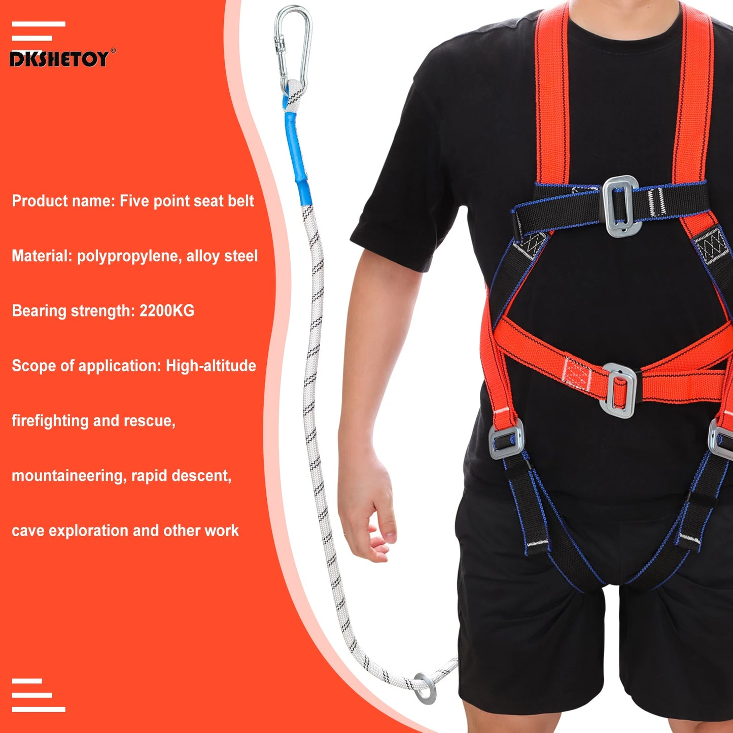 Arneses de seguridad profesionales con protección contra caídas, material de fibra de polipropileno duradero para senderismo, camping y aventuras.