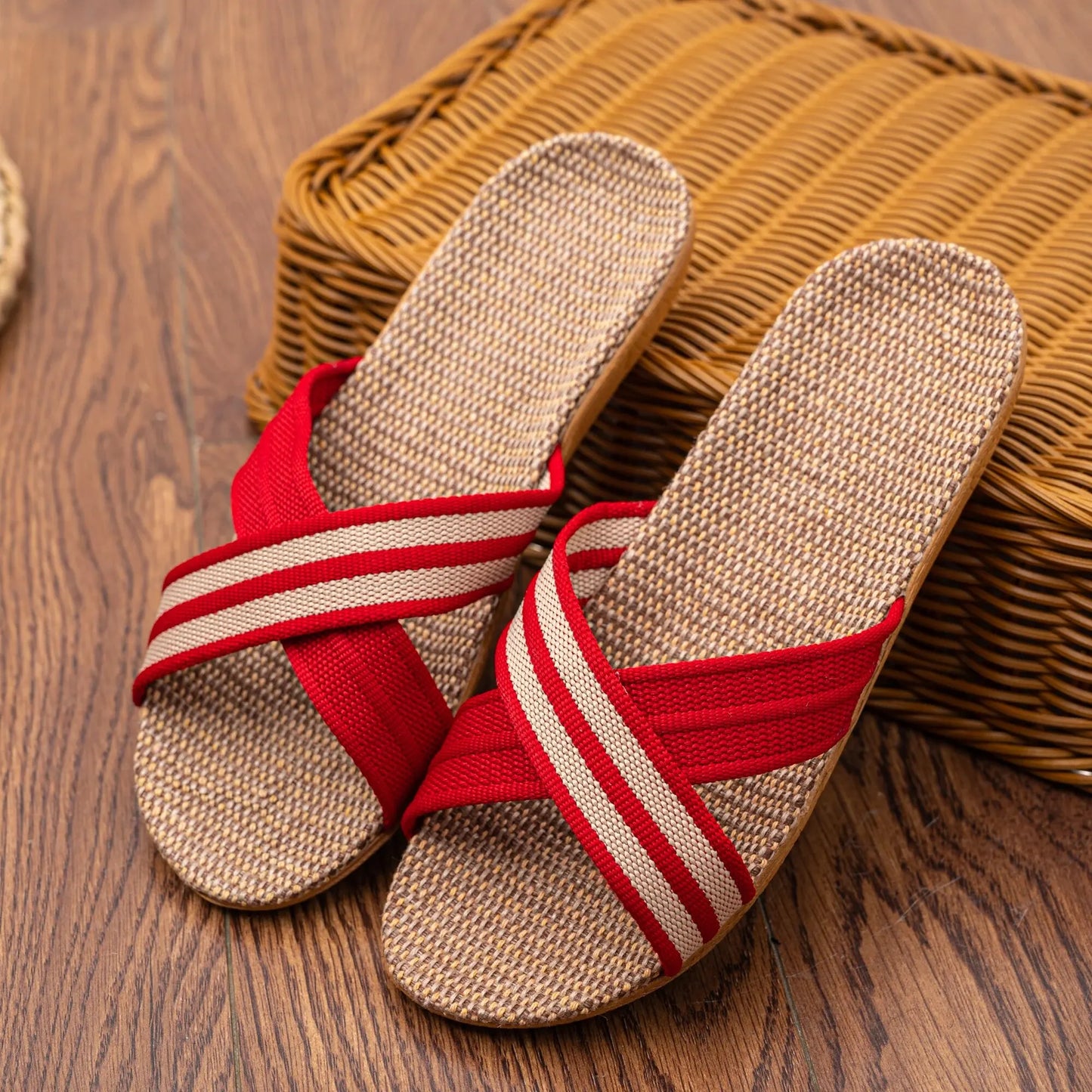 Sandalias planas de lino para mujer, ligeras y casuales, de talla grande, para verano, para el hogar, envío gratis
