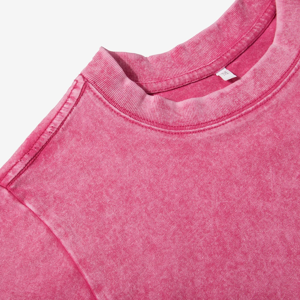 Camisetas lavadas 100 % algodón para mujer, tops holgados de cuello redondo, ropa urbana Y2k para mujer, camisetas casuales vintage de manga corta de verano