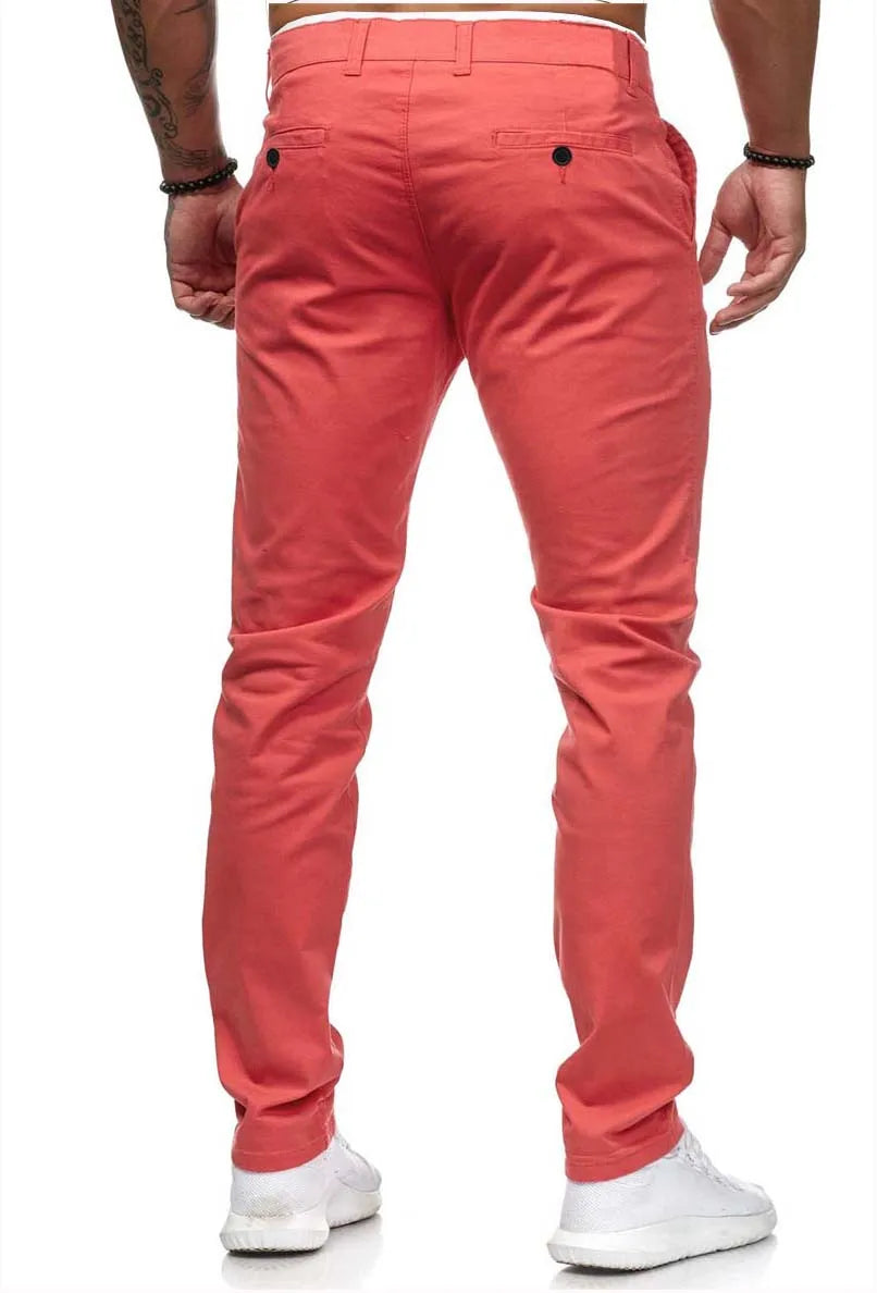 Pantalones casuales para hombre, estilo lápiz con patchwork, corte ajustado, largo hasta el tobillo, cierre de cremallera, bolsillos casuales, cintura media, color liso 2025