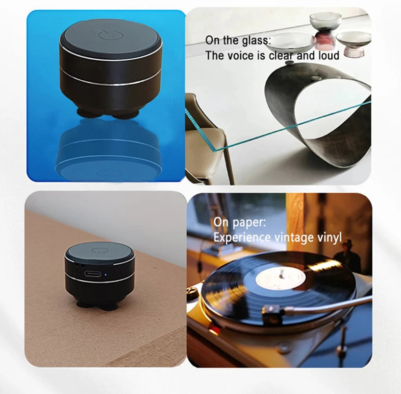 Altavoz inalámbrico de conducción ósea con ventosa, sonido TWS de alta fidelidad, graves mejorados, bucle portátil, resonancia y audio dinámico.