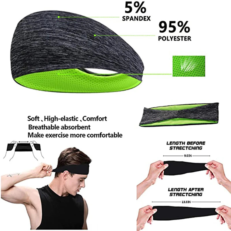 3 bandas elásticas para el sudor para hombres y mujeres, para el cabello, para deportes, yoga, entrenamiento, accesorios para el cabello