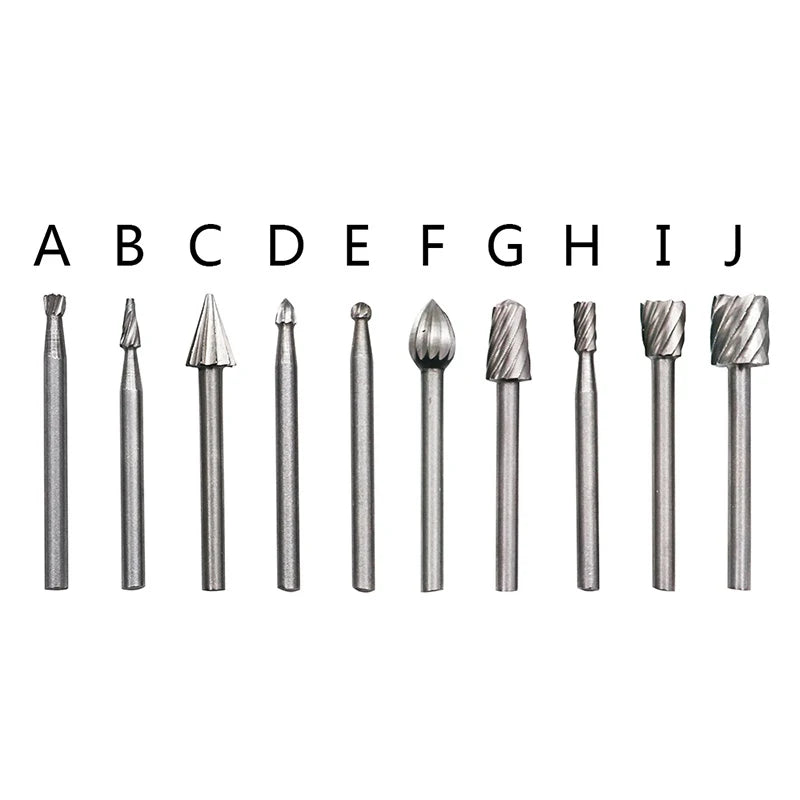 10 brocas de fresado HSS para fresado, herramientas rotativas para tallado, cortador de cuchillas, grabado y trabajo en madera, para Dremel.
