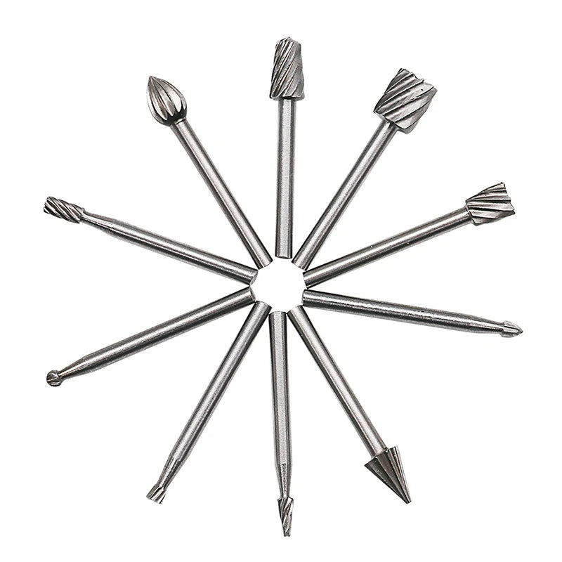10 brocas de fresado HSS para fresado, herramientas rotativas para tallado, cortador de cuchillas, grabado y trabajo en madera, para Dremel.