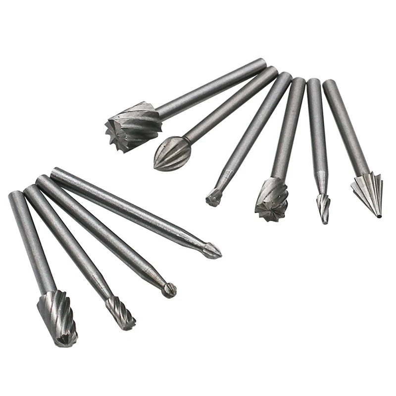 10 brocas de fresado HSS para fresado, herramientas rotativas para tallado, cortador de cuchillas, grabado y trabajo en madera, para Dremel.