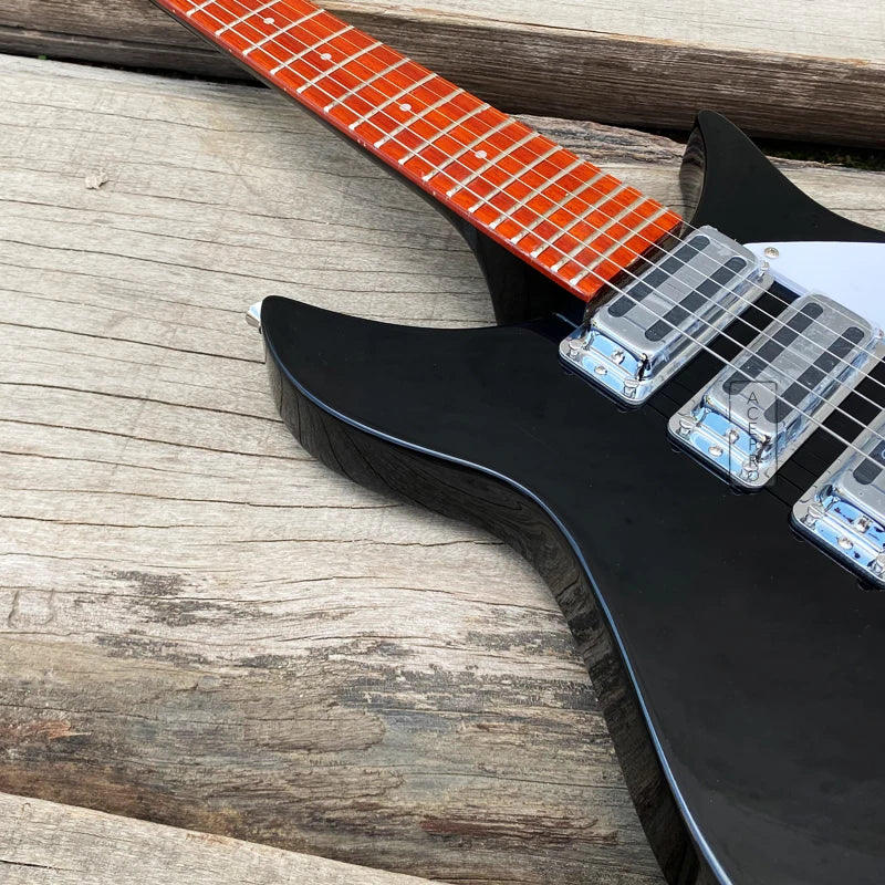 Guitarra eléctrica 325, 3 mini pastillas humbucker, puente con sistema de trémolo, color negro, guitarra de alta calidad.