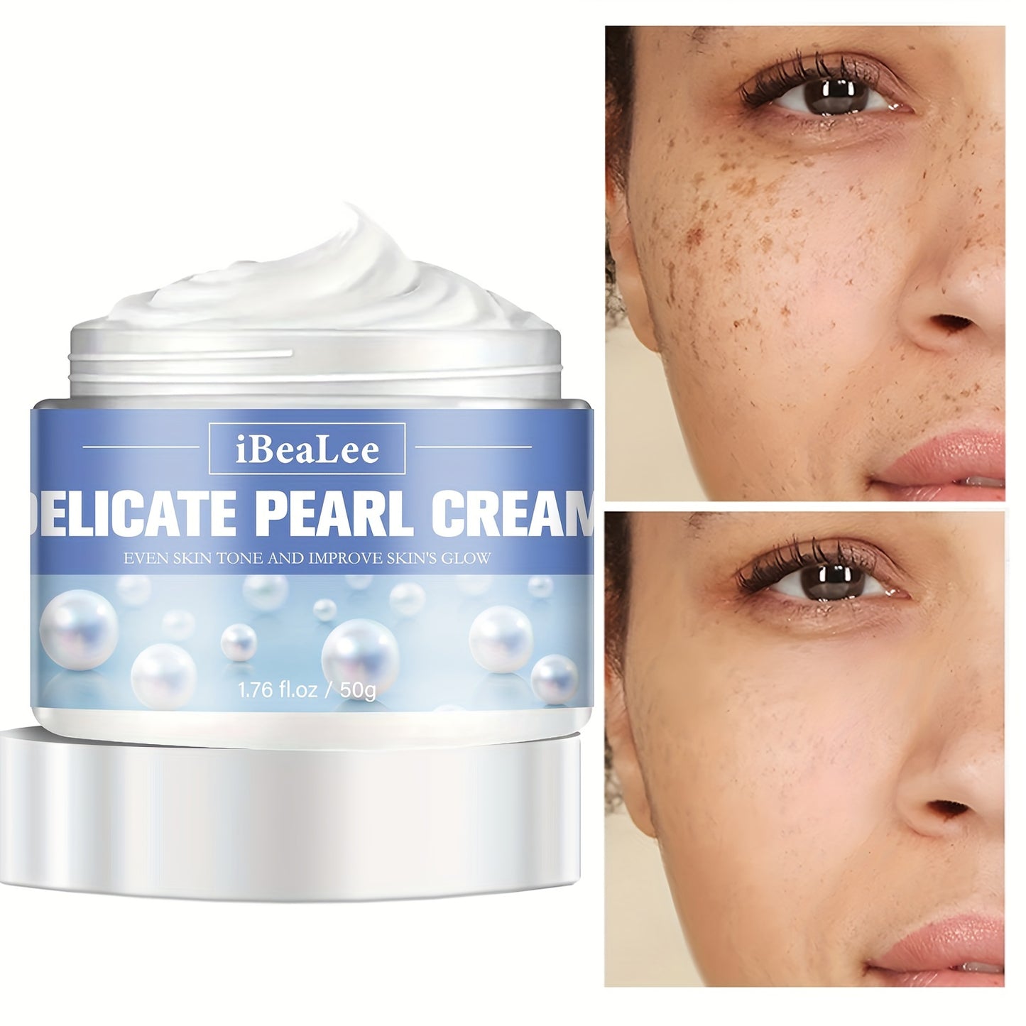 Crema hidratante con efecto perla delicada de 50 g: elimina manchas oscuras, unifica el tono de la piel y cuida el rostro. Crema facial nutritiva para una tez radiante.