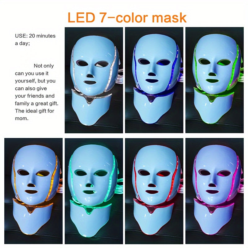 Máscara facial LED de 7 colores para el cuidado de la piel y la belleza: regalo perfecto para mujeres y amigas, regalo de San Valentín.