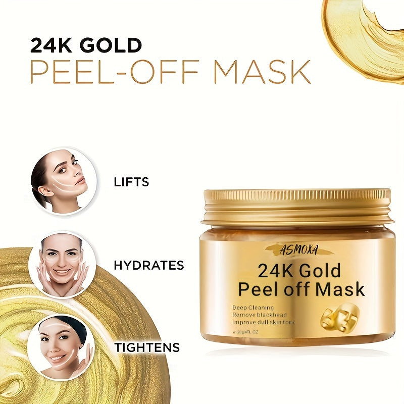 Mascarilla facial desprendible de oro de 24 quilates de 4.23 oz: limpia la piel facial y reduce los poros. Producto unisex para el cuidado facial.