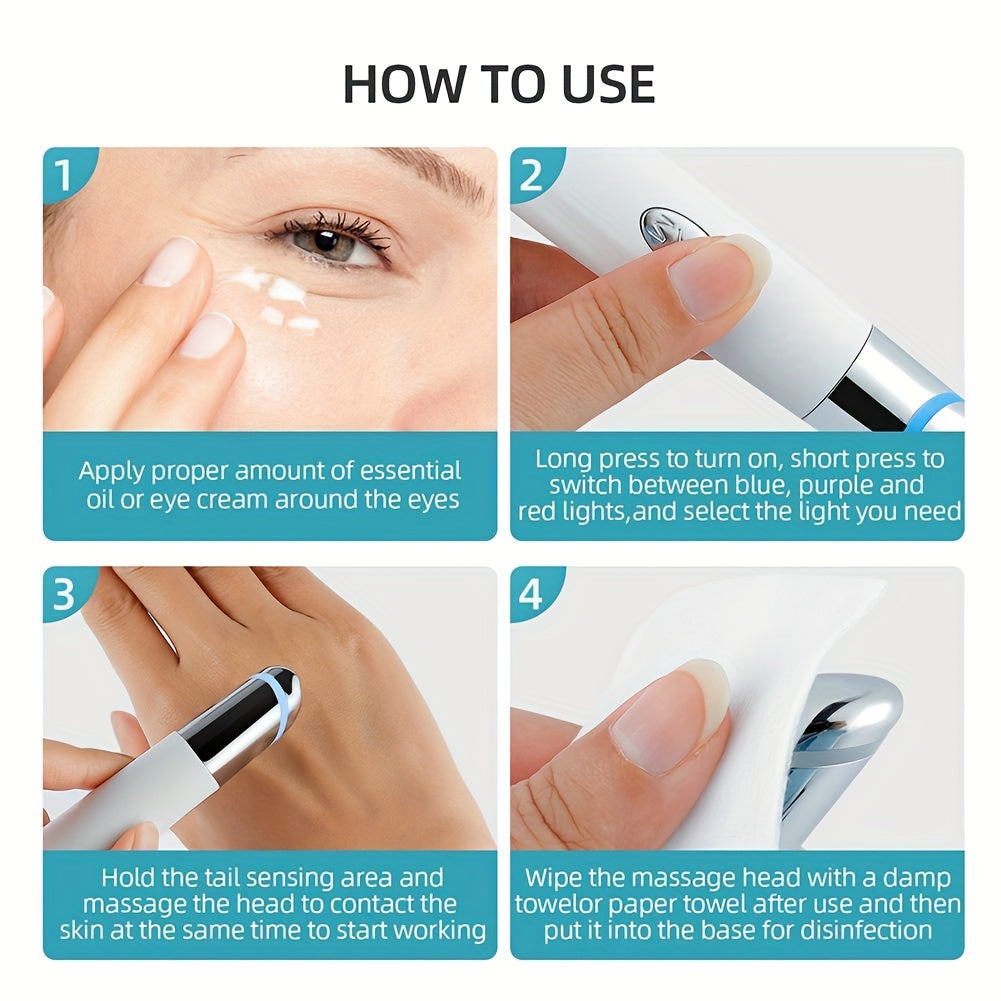 Masajeador de ojos y rostro con varita, con calor y vibración, reafirmante, para ojos cansados, bolsas y ojeras, cuidado de la piel para ojos, absorción de productos de belleza.