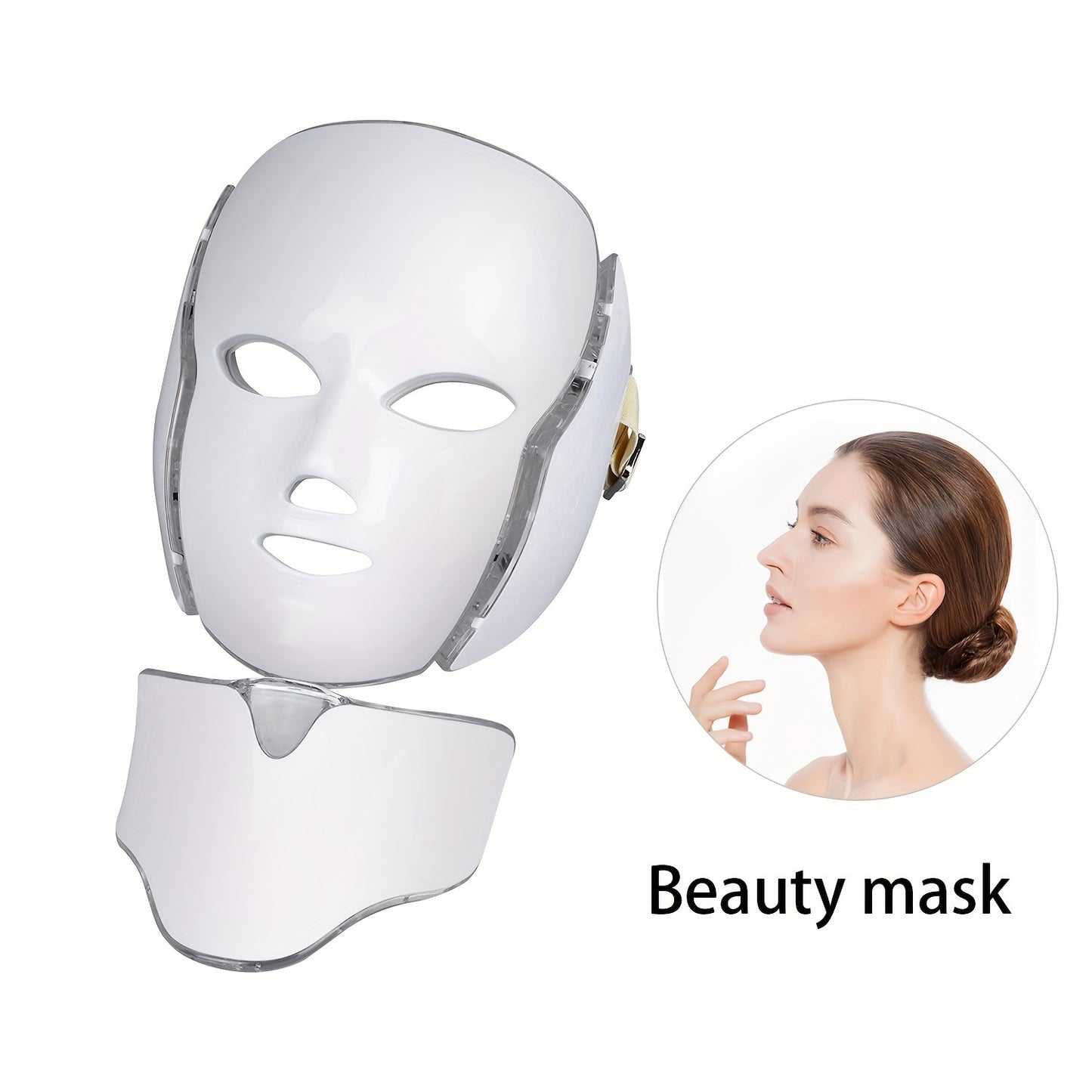 Máscara facial con luz LED de 7 colores para el cuidado de la piel facial y el cuello, regalo navideño para mujeres.