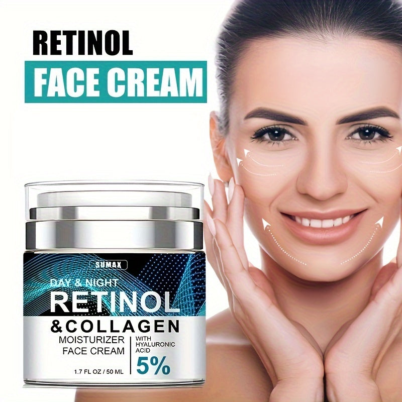 Crema hidratante facial de lujo con retinol de 50 ml: hidratante y antiedad, ideal para el cuidado de la piel de día y de noche para mujeres y hombres. No grasa, se absorbe rápidamente y mejora la elasticidad y firmeza de la piel.
