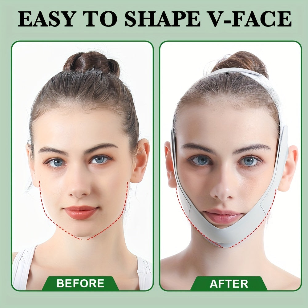 Mascarilla facial Green Ice-Cool V-Line mejorada: banda reductora de papada ultrafina, cómoda y reutilizable | Vendaje facial transpirable y reafirmante para una apariencia más juvenil | Sin fragancia, ideal para el cuidado facial en verano