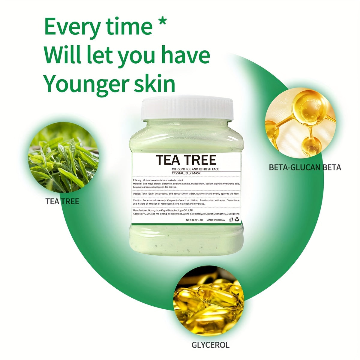 Mascarilla Peel-Off Hydro Jelly de Árbol de Té (300 g): Milagro hidratante y reafirmante. Cuidado revitalizante para una limpieza profunda y reafirmante. Tarro grande.