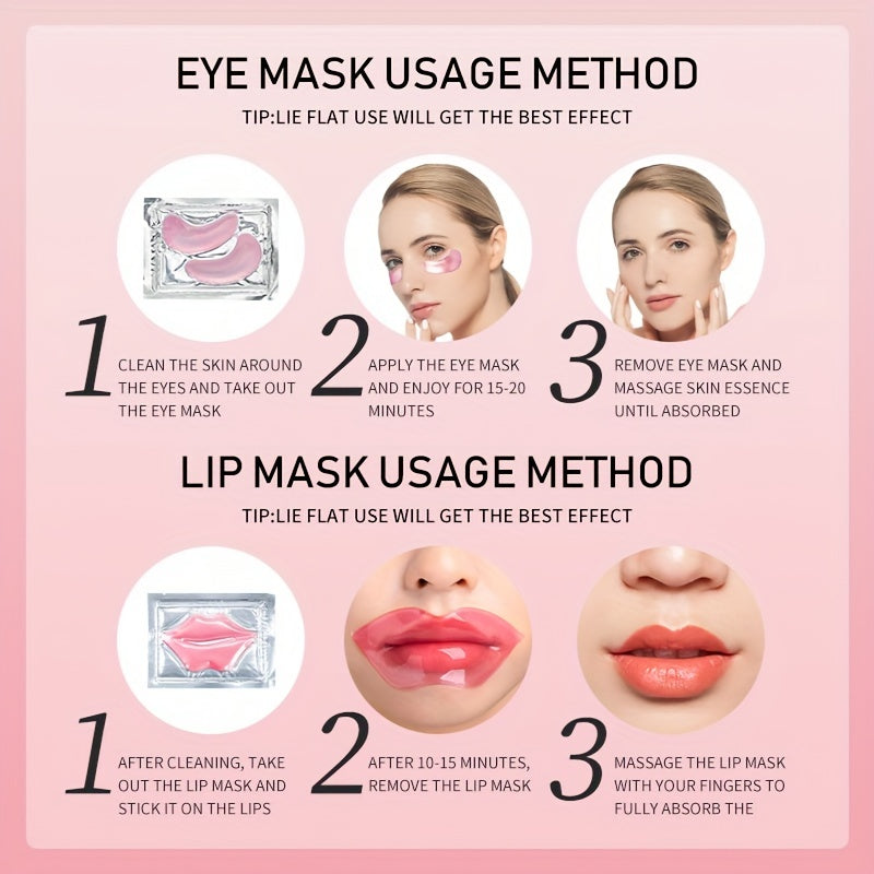Mascarilla de ojos con cristales rosas (3 unidades x 2 o 5 unidades x 2), hidratante, rejuvenecedora, para el cuidado de la piel y exfoliante.