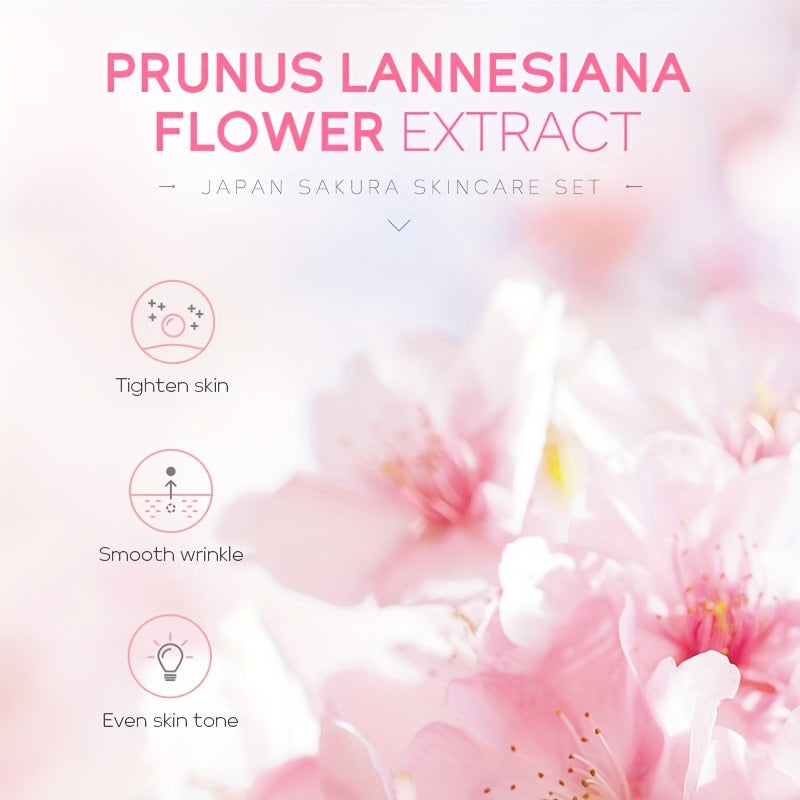 Sakura Skin Care - Caja de regalo (6 unidades): Limpiador con control de grasa (50 g), Sérum (0,57 oz), Crema facial (25 g), Sérum para unificar el tono de la piel (0,57 oz), Loción tónica hidratante (3,38 oz)
