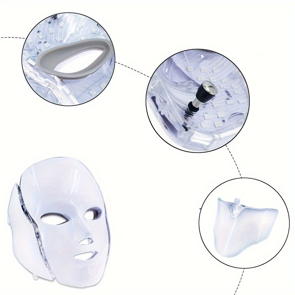 Máscara facial con luz LED de 7 colores para el cuidado de la piel facial y el cuello, regalo navideño para mujeres.