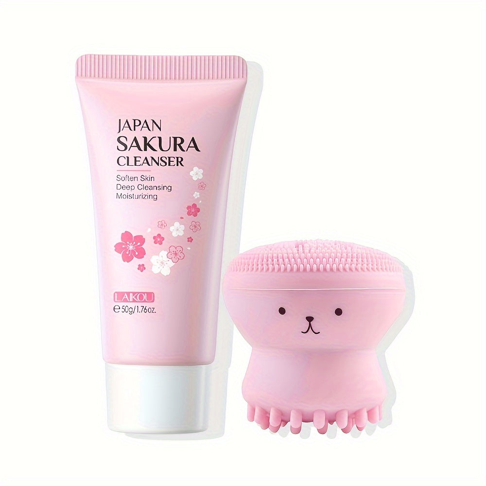 50g LAIKOU Japan Sakura Foam Cleanser - Brightening Cherry Blossom Face Wash for All Skin Types, Oil Control, Moisturizing, Fresh Scent, Salicylic Acid, Vitamin C, Formaldehyde Free, Gentle and Non-Irritating Facial Skin Care