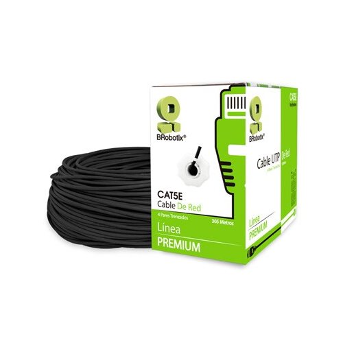 BOBINA CAT5E CCA UTP PARA EXTERIORES 305 METROS COLOR NEGRO DOBLE FORRO- Rollo Cable UTP para Red Solida - 4 pares - CCTV