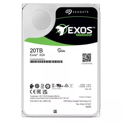 Disco Duro Interno 20TB 3.5" SATA 6Gb/s 7200RPM 512MB en Caché, 512e/4KN, Hot Plug 24x7, para servidor y centro de datos, NAS y NVR