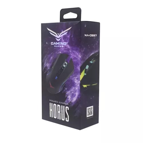 Ratón Gamer Naceb Horus LED Alambrico Optico 3200 DPI Negro