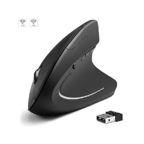 RATÓN INALAMBRICO VERTICAL RECARGABLE DPI AJUSTABLE, NEGRO