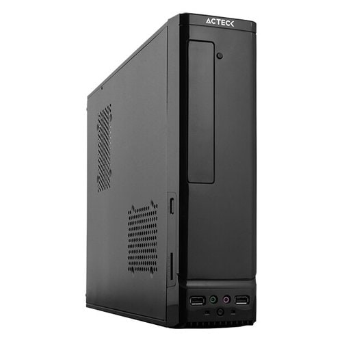 Gabinete Acteck Mini Torre Slim Atom GS240 / Max MB M-ATX Fuente SFX 500 W / 2x USB 2.0 +1xFan / Full Metálico + Frente Solido / Essential Negro