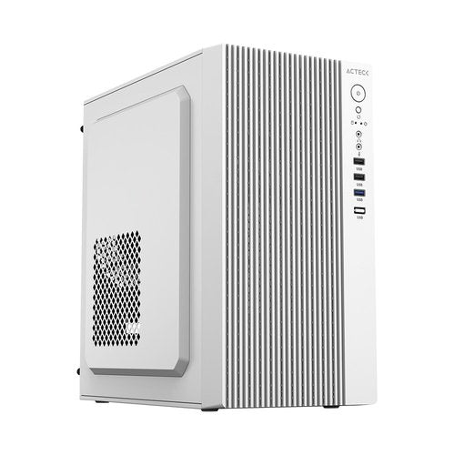 Gabinete Acteck Mini Torre Zenith GI656 / Max MB M-ATX Fuente ATX 500 W / 1x USB 3.0 + 2x USB 2.0 + 1xFan / Full Metálico + Frente Solido / Advanced Blanco
