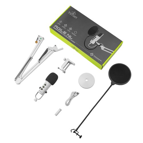 Micrófono PC Gamer Yeyian, Micrófono USB Condensador con Cancelación de Ruido, USB Tipo-C, Silencio, Control de Ganancia, Monitoreo para Streaming, Podcast, Para Pc Gamer, Laptop, Mac,
