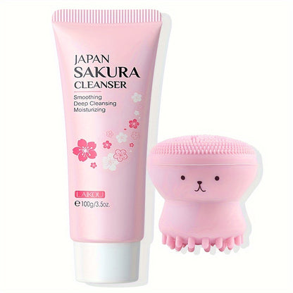 50g LAIKOU Japan Sakura Foam Cleanser - Brightening Cherry Blossom Face Wash for All Skin Types, Oil Control, Moisturizing, Fresh Scent, Salicylic Acid, Vitamin C, Formaldehyde Free, Gentle and Non-Irritating Facial Skin Care