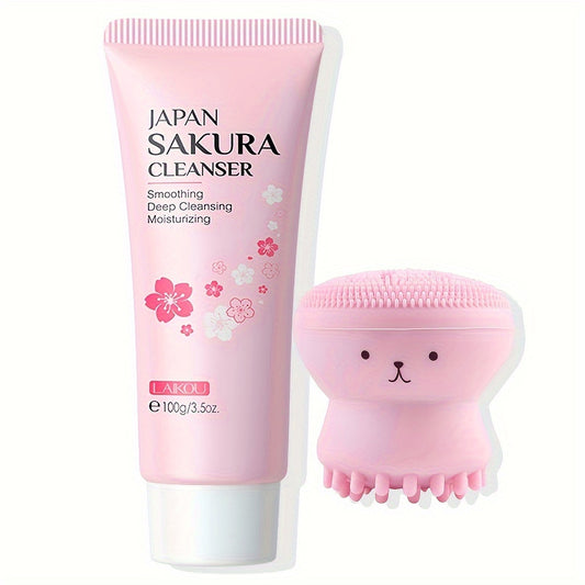 50g LAIKOU Japan Sakura Foam Cleanser - Brightening Cherry Blossom Face Wash for All Skin Types, Oil Control, Moisturizing, Fresh Scent, Salicylic Acid, Vitamin C, Formaldehyde Free, Gentle and Non-Irritating Facial Skin Care