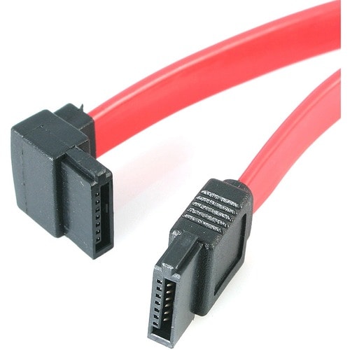 Cable 45cm SATA Serial ATA en Ángulo Recto Izquierdo Acodado en L - 2x Serial ATA Macho - Cable para Disco Duro, Carcasa para computdora, Servidor, Workstation - 6Gbit/s - Rojo