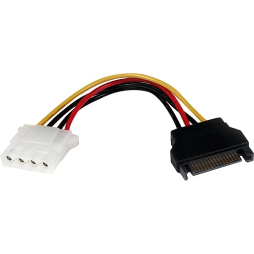 Cable de Alimentación de 15cm Adaptador Molex LP4 a SATA - Hembra a Macho - Para Disco Duro - Serie ATA / LP4 - Negro - 1 Solamente