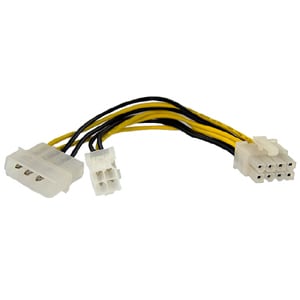 Cable 15cm Adaptador de Fuente de Poder 4 Pines a 8 Pines EPS con LP4 - Hembra a Macho - Para Placa Base - ATX / EPS, LP4