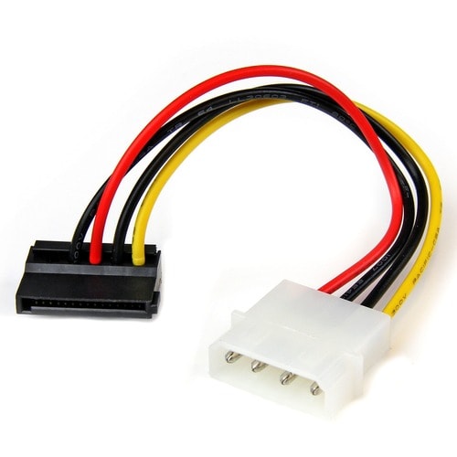 Cable Adaptador 15cm Alimentación SATA Ángulo a la Izquierda 15 Pines a 4 Pines LP4 - Para Disco SATA - LP4 / SATA