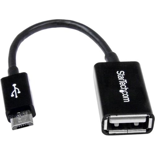 Cable Adaptador de 12cm Micro USB Macho a USB A Hembra OTG para Tablets o Teléfonos Celulares - Negro