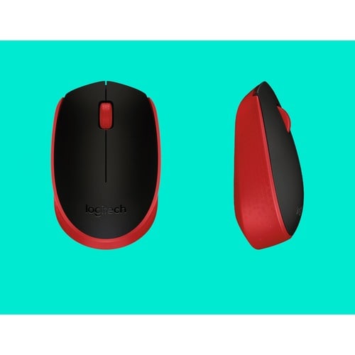 Ratón Logitech M170 - Radiofrecuencia - USB - Óptico - 3 Botón(es) - Rojo - Inalámbrico - Rueda de desplazamiento - Simétrico