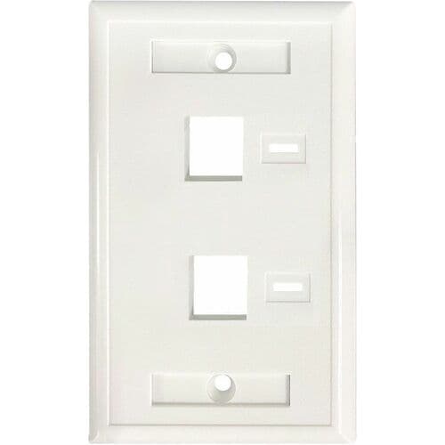 TAPA DE PARED FACEPLATE PLACA 2 PUERTO PERFORACION PARA ETIQUETA - 2 x Toma(s) de corriente sin carga