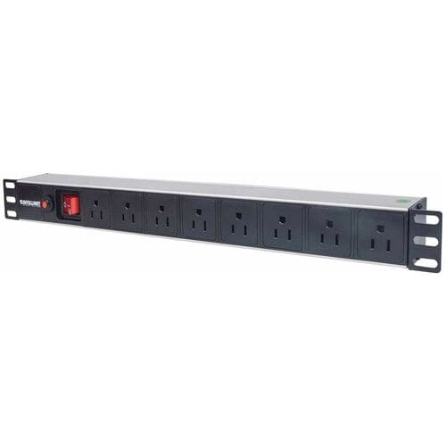 BARRA MULTICONTACTO CON 8 CONTACTOS INTERRUPTOR SUPRESOR PARA RACK DE 19"