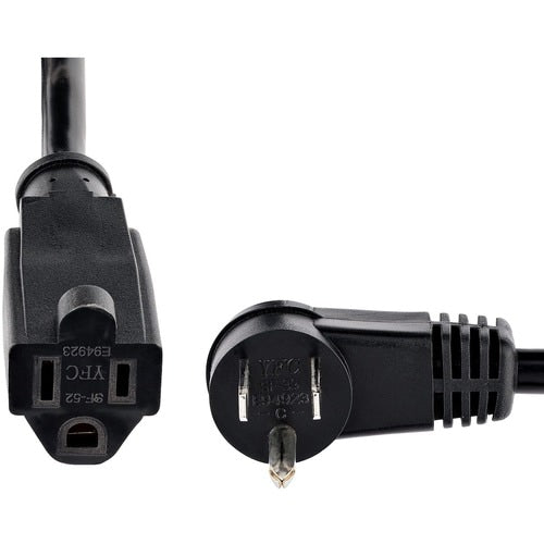 Cable 2m (6 pies) de Extensión de Alimentación, Ángulo Recto NEMA 5-15P a NEMA 5-15R, 13A 125V, 16AWG, Acodado, Alargador