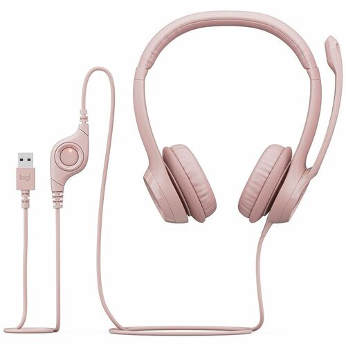 Auriculares Logitech H390 Cableado Sobre la cabeza Estéreo - Rosa - Binaural - Circumaural - 32Ohm - 20Hz a 20kHz - 189.9cm Cable - Función de cancelación de ruido ambiente, Micrófono bidireccional - USB Tipo A