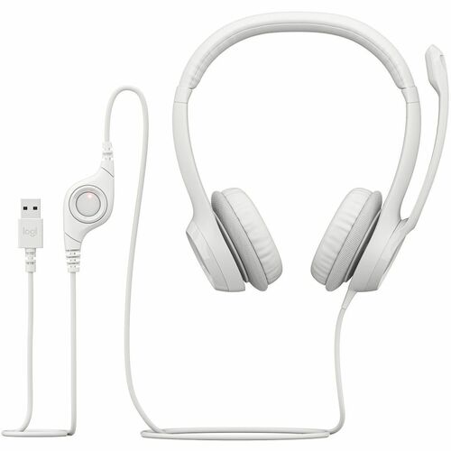 Auriculares Logitech H390 Cableado Sobre la cabeza Estéreo - Blanco - Binaural - Circumaural - 32Ohm - 20Hz a 20kHz - 189.9cm Cable - Función de cancelación de ruido ambiente, Micrófono bidireccional - USB Tipo A