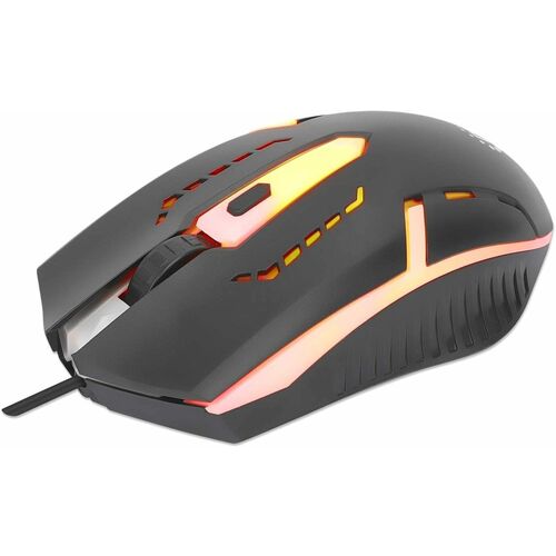 Mouse Optico Luminiscente RGB USB Negro - Cable - 1500 dpi - Rueda de desplazamiento - Simétrico