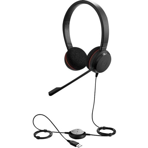Auriculares Jabra EVOLVE 20 Cableado Sobre la cabeza Estéreo - Negro - Binaural - Supra-aural - 32Ohm - 150Hz a 7kHz - 95cm Cable - Función de cancelación de ruido ambiente Micrófono - USB Tipo C