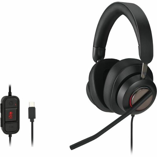 Auriculares Kensington H2000 Cableado Sobre la oreja, Sobre la cabeza Estéreo - Negro - Certificación Microsoft Teams - Binaural - Circumaural - 180cm Cable - Función de cancelación de ruido ambiente Micrófono - Cancelación de ruido - USB Tipo C