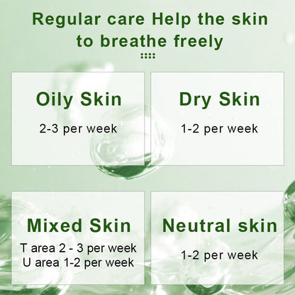 Mascarilla de té verde limpiadora, mascarilla de arcilla purificante, mascarilla de control de grasa para el acné, mascarilla facial de berenjena para el cuidado de la piel para hombres y mujeres, cuidado diario con escualano vegetal.